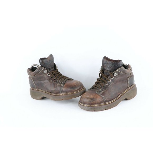 Vintage 90s Dr Martens Womens 7 Goth EDM Chunky Platform Leather Boots Brown